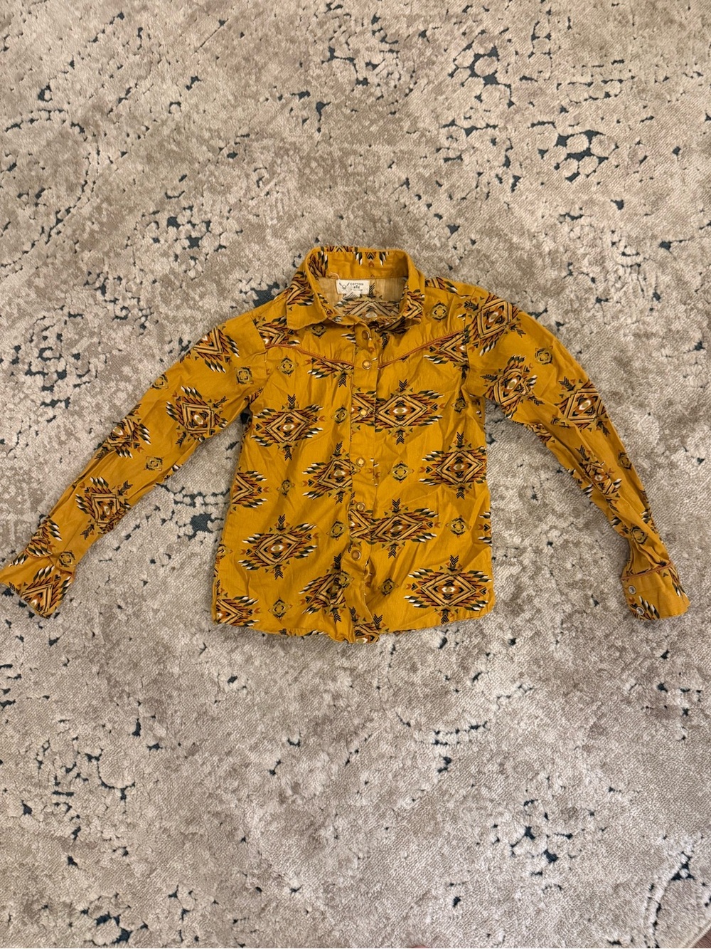 Kids Mustard Aztec Button-Up Shirt